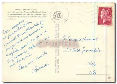 Parigi e le sue Meraviglie — 5229 — Ed. d'Art GUY — Verso