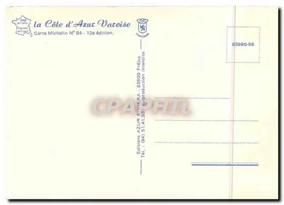 Vista de Saint-Tropez e arredores — Carta postal Michelin N°84 — Edições AZUR FIVIERA — Verso