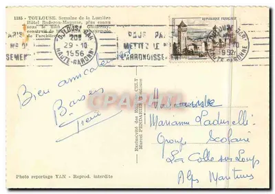 Hotel Baderon-Maussac — Toulouse — Editor CELY, n° 1185 — Reverso