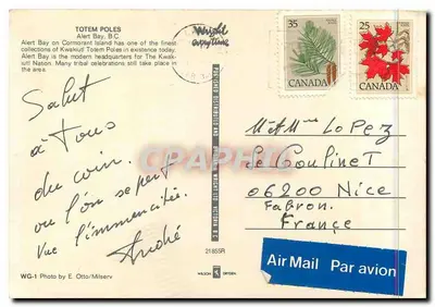 Totens de Alert Bay — B.C., Canadá — editor Wilson & Dycten — Verso