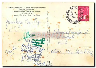 Entrevaux — Village médiéval fortifié — Editions GILLETTA — Verso