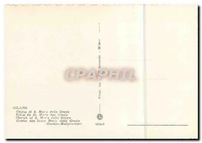 Milano — Kościół Santa Maria delle Grazie — Proprietà S. P. S. C. 4872-7 — Rewers