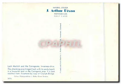 Lago Morlich — lago cercado de pinheiros e praia de areia — J. Arthur Dixon — Verso