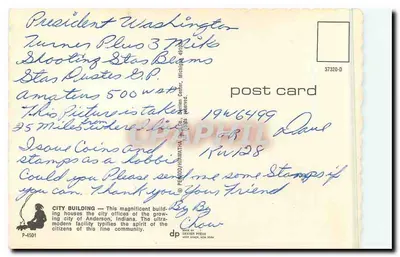 Anderson City Building — Anderson, Indiana — Dexter Press, P-4501 — Verso