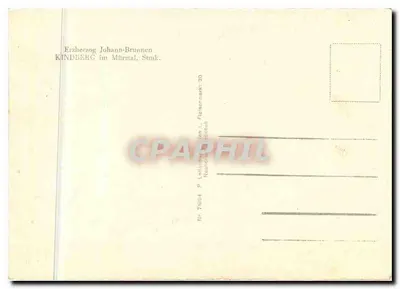 KINDBERG im Mürztal — Fonte do Arquiduque João — editor P. Lada, Nr. 74004 — Verso