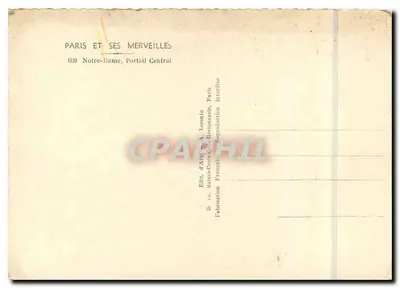 Notre-Dame de Paris — Portail Central — Éditeur A. Loconte — Verso