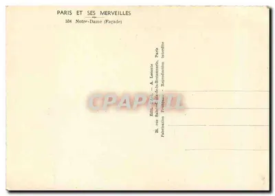 Nossa Senhora de Paris — Fachada — A. Leconte, n° 558 — Verso