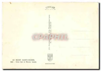 Mont Saint-Michel — widok z wschodu przy pełni morskiej — wydawca IRIS, nr 263 — Rewers