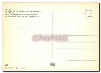 Wenecja — Most Accademia i Pałac Franchetti — Wyd. S. B. V. n° 558 — Rewers