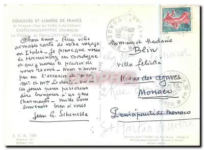 Castelo de Fayrac — Dordogne — Éditions d'Art 'YVON' — Verso