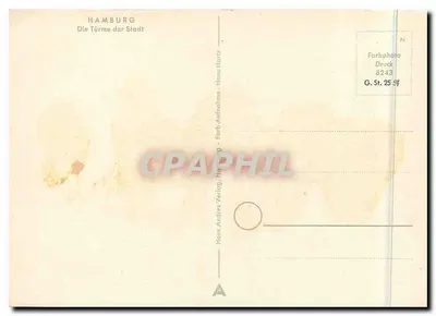 Hamburgo — As torres da cidade — Hans Andres Verlag — Verso