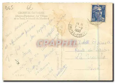 Cirque de Gavarnie — O Village e ao fundo, o Massif do Marboré — Edições d'Art Française — Verso