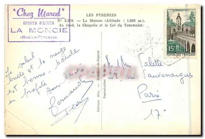 La Mongie — Pyrenées — Wydawnictwo Alix, nr 3.278 — Rewers