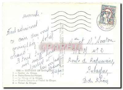 Gavarnie — Vista panorámica del circo y de la estatua de Nuestra Señora de las Nieves — Edición YAN, n° 4 — Reverso