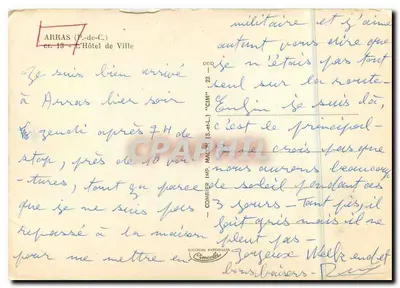 Arras — Hotel de Ville visto por um arco — editor C. C. C. (C. C. C.) — Verso