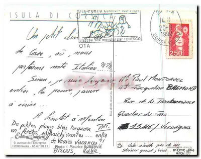 Palombaggia — plaża na Korsyce — Éditions Subervie — Rewers