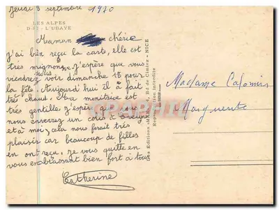 Alpy — Ubaye — Wydawnictwo « M.E.R. » - NICE, numer serii nieczytelny — Rewers