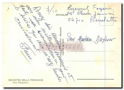 Uma Capela — Provence — editor Aurycolor, n° 386 — Verso