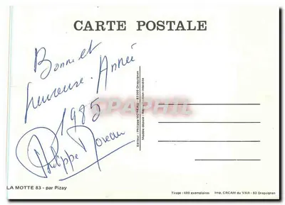 La Motte 83 — rebanho de ovelhas em uma rua — Philippe Pizay — Verso