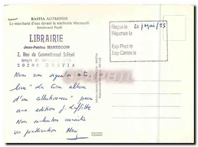 Bastia — Um Vendedor de Água — Livraria Marzocchi — Verso