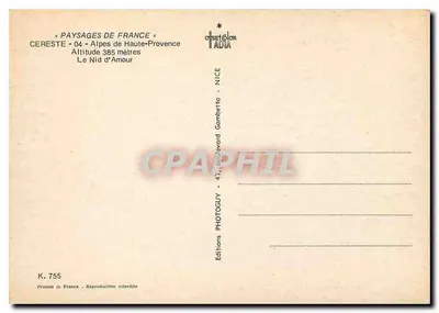Cereste - Alpi di Alta Provenza — Il Nido d'Amore — Edizioni Gloria — Verso