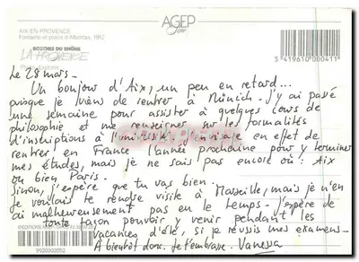 Fonte e praça de Albertas — Aix-en-Provence — Éditions AGEPE — Verso