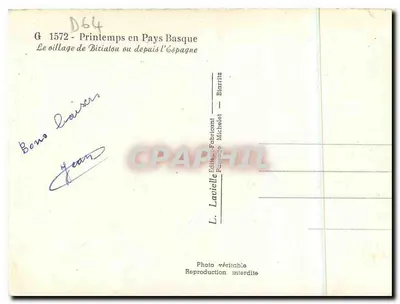 Biarritz — Primavera no País Basco — L. Lavielle — Verso