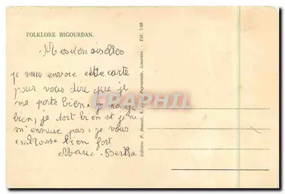 Folklore Bigourdan — Edição P. Doucet, Laurides — n° 7-08 — Verso