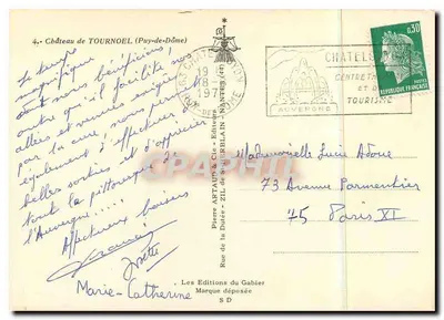 Schloss Tournoel (Puy-de-Dôme) — Ruinen auf einem Hügel — Éditions du Gabier, Nr. 4 — Rückseite