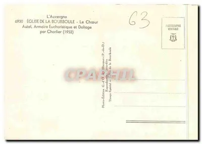 Igreja de La Bourboule - O Coro — Armário Eucarístico e Piso — Edição G-d'O-OLLIERIES (P.-de-D.) — Verso