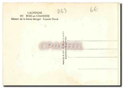 Besse-en-Chandesse — Casa da Rainha Morgot — Fachada Oeste — Photo-Ed. G. d'O. — Verso