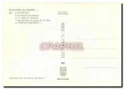 Auvergne — Folklore pitoresco e o folklore issoirien "As quibades pela manhã da festa" em Ternant-les-Eaux — Edições Abranid, Nantes — Verso