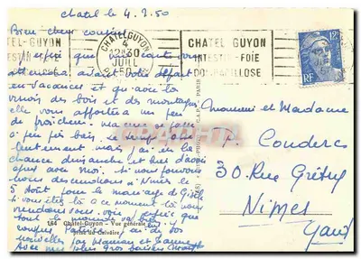 Châtel-Guyon — Vista geral tirada do Grivaire — C.A.P. Paris — Verso