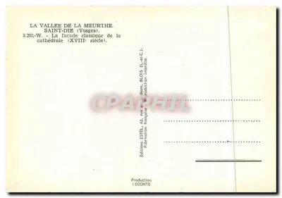 Saint-Dié (Vosges) — Klasyczna katedra z XVIII wieku — Wydawca Estel, n° 8.201-W — Rewers