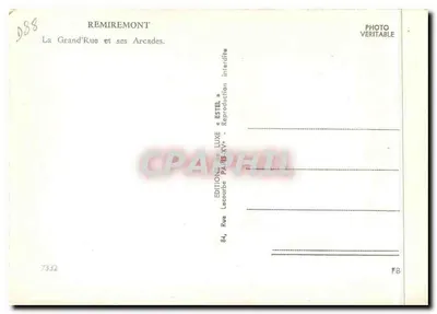 Remiremont — Grand'Rue i jej Arkady — Wydawnictwo Estel de Luxe — Rewers