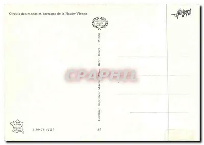 Circuito dos montes e barragens da Haute-Vienne — Impressor Combibier, n° 3 PP 76 4127 — Verso