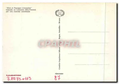 Cachoeira no Limousin (Hte-Vienne) — manhã outonal — Combier Imprimeur, n° 30.000 — Verso