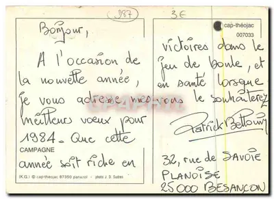 Agricultor e cavalo tração — arando — cap-théojac 007033 — Verso