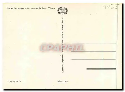 Trasa gór i zbiorników w Haute-Vienne — Drukarnia Combier, n° 3 PP 76 4127 — Rewers