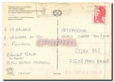 Folklore do Poitou — Le Chaboussant — Grupo de pesquisa e expressão do Foyer Rural de Lezay — Verso