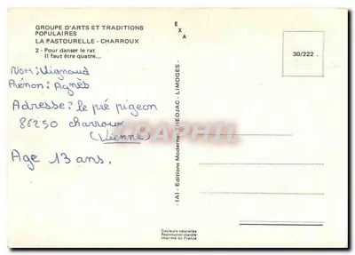 Danza tradizionale — La Pastourelle - Charroux — Edizioni moderne — Verso