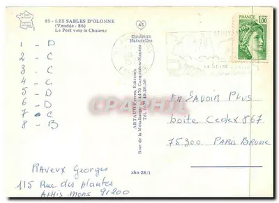 Port w kierunku Chaume — Les Sables-d'Olonne — wydawca ARTAUD Frères — Rewers