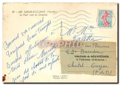 Les Sables-d'Olonne — Port w kierunku Chaume — Wydawnictwo GABY N°1499 — Rewers