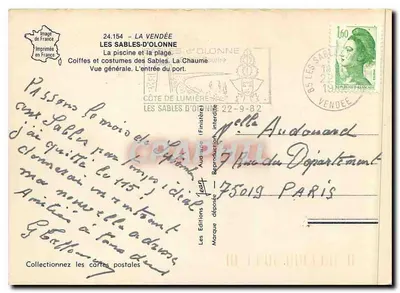 Les Sables d'Olonne — vista panoramica e costumi — Éditions Jean — Verso