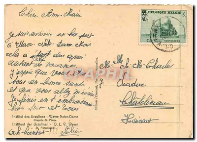 Tombeau van de Heilige Maagd Maria — Instituut van de Ursulinen — Uitgave: Dumont, Brussel — Achterkant