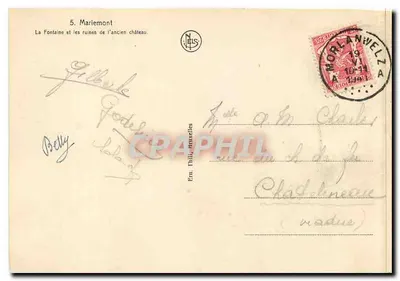 Mariemont — Fontanna i ruiny starego zamku — Em. Thil, Bruksela — Rewers