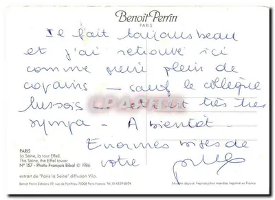 Paryż, Seina, Conciergerie — François Bibal — N° 157 — Rewers