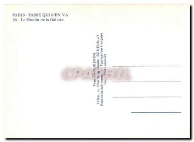 The Windmill of the Galette — Paris 20th — publisher François NUGERON — Back