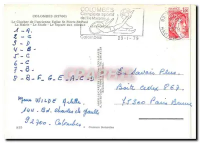 Colombes — widok panoramiczny — ABEILLE-CARTES Wydawnictwo LYNACARTES — Rewers