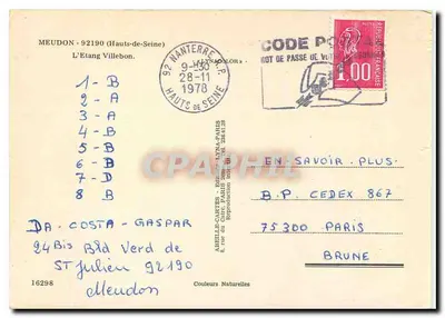 L'étang de Villebon — vista na floresta — editor Lyma, n° 16298 — Verso